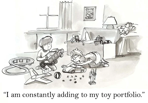 Kinder spielen im Zimmer. Cartoon-Illustration — Stockfoto