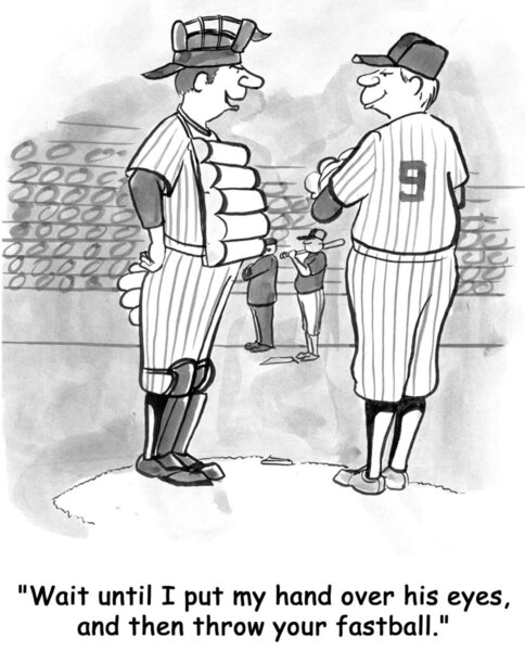Baseball players discuss tactics. Cartoon illustration