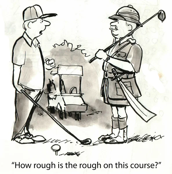 Cartoon illustration. Men on the golf course — Stock Photo, Image