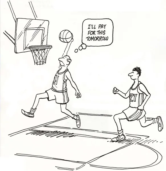Karikatür çizimi. Basketbol oyunu — Stok fotoğraf