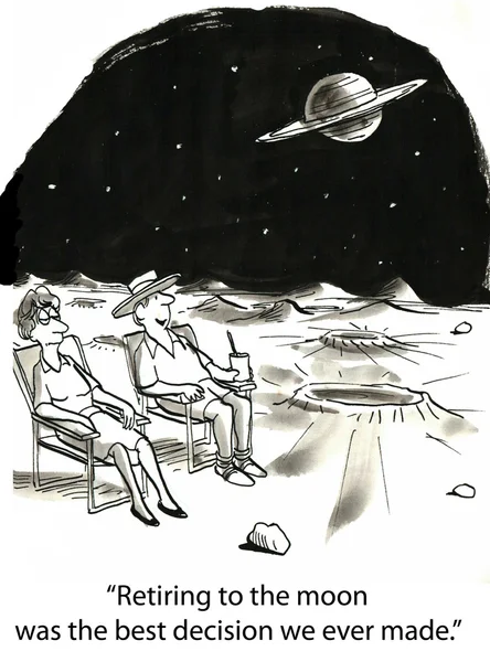 Мужчина и женщина отдыхают на луне — стоковое фото