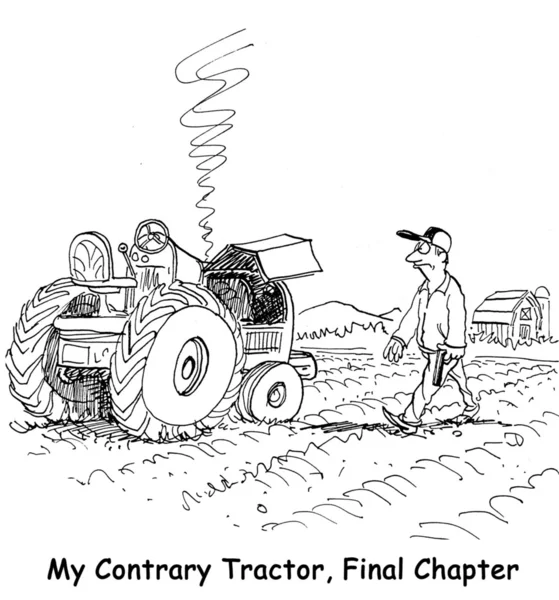 Fermierul și tractorul său rupt — Fotografie, imagine de stoc