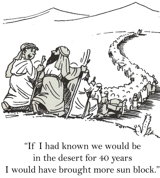Illustrazione cartone animato. Mosè guida il popolo nel deserto — Foto Stock