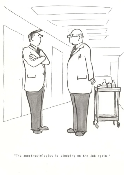 Cartoon illustration. Conversation between two doctors — Stock Photo, Image