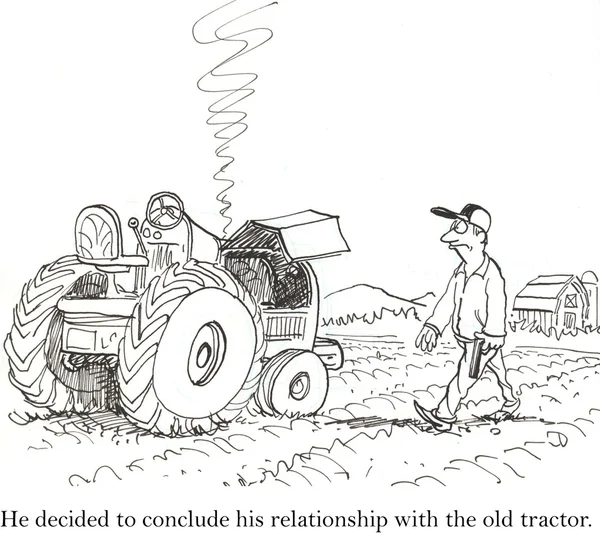 L'homme et son tracteur grinky — Photo