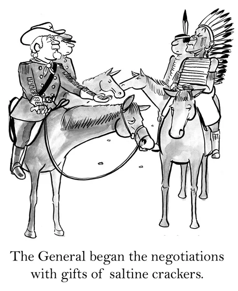 Negociaciones entre el general y los indios — Foto de Stock