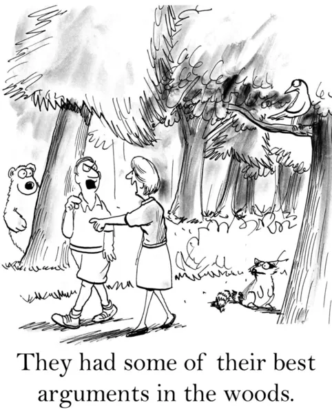 They had some of their best arguments in the woods. — Stock Photo, Image