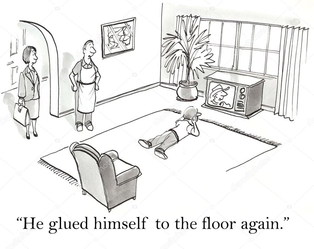 Boy Lying On The Floor Watching Tv Stock Photo By C Andrewgenn