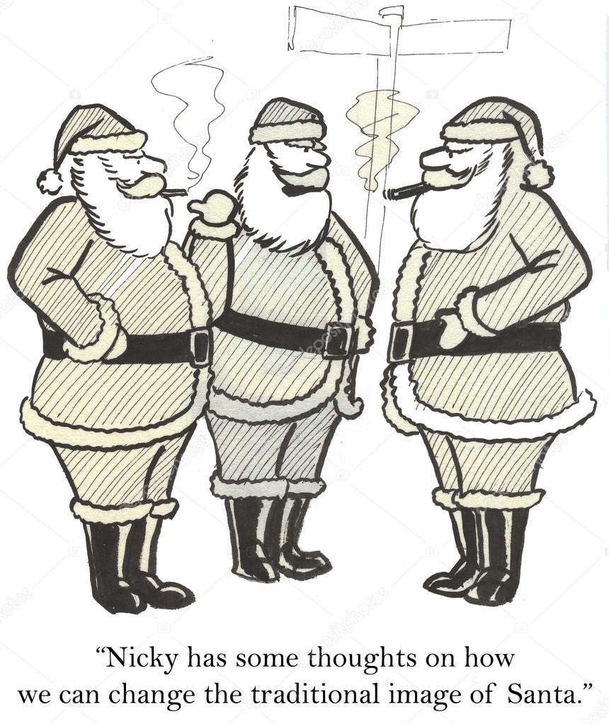 Three Santa Claus smoking a cigar — Stock Photo © andrewgenn #32551653