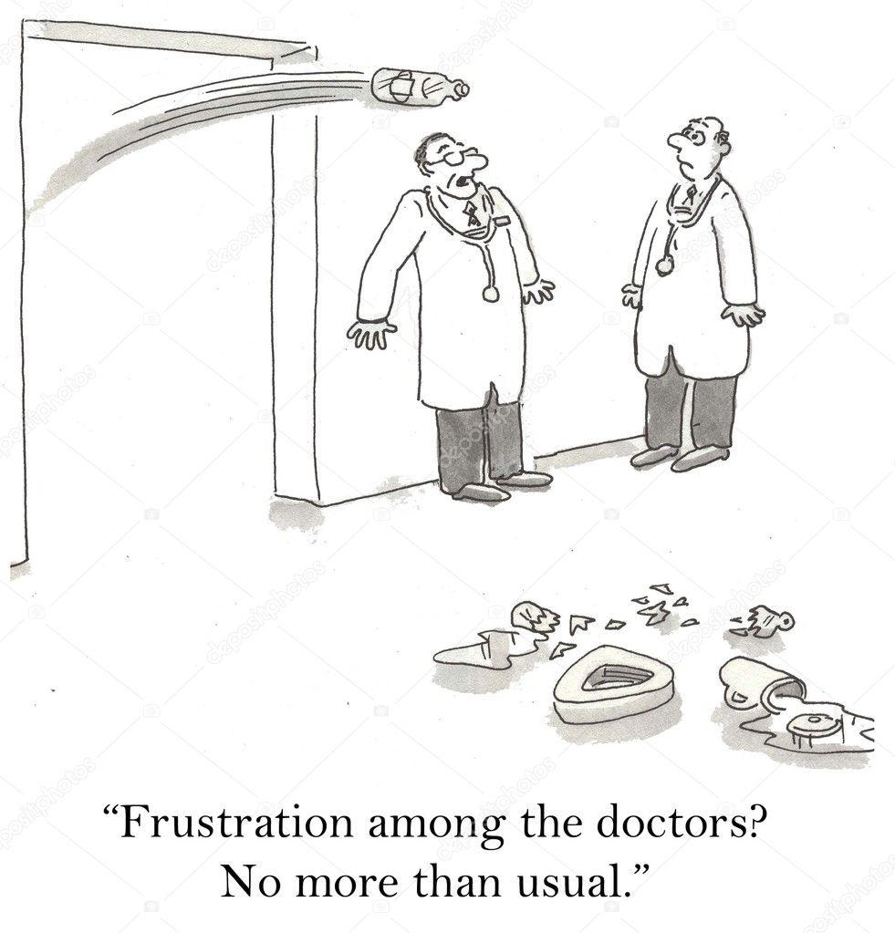 Cartoon illustration. Doctors disassembly
