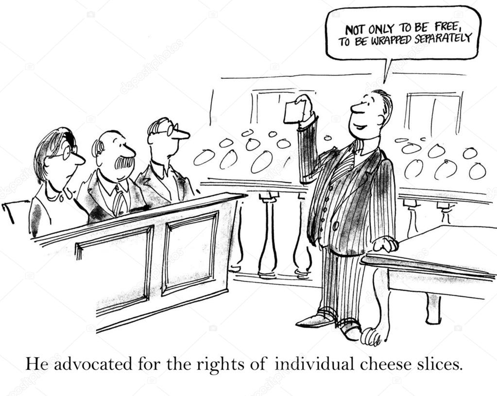 Defending individual cheese slices in a court of law.