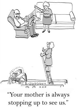 Cartoon illustration. Woman stops the fire truck