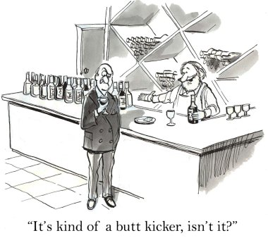 Cartoon illustration. Man tasting wine in wine shop clipart