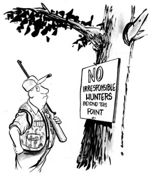 Cartoon illustration. Hunter in the woods