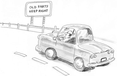 karikatür çizimi. otobanda araba