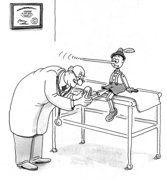 Pinocchio beim Arzt — Stockfoto