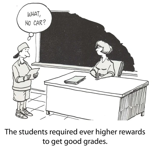 Die Schüler brauchten immer höhere Belohnungen, um gute Noten zu bekommen. — Stockfoto