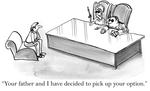 在办公室里的卡通插图谈判 — 图库照片