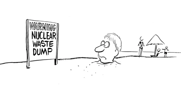 Warning nuclear waste dump — Stock Photo, Image