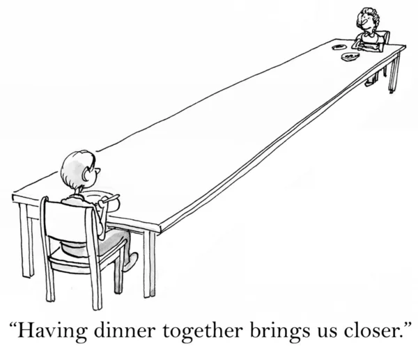 Déjeuner à une longue table — Photo