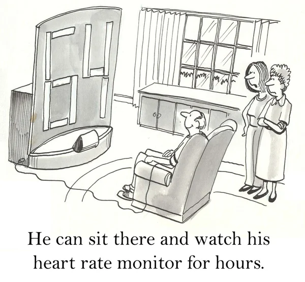 Cartoon illustration. Man measuring blood pressure — Stock Photo, Image