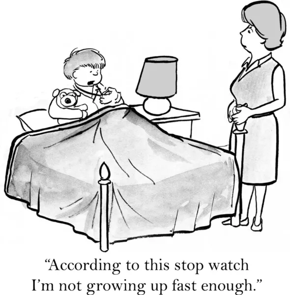 Cartoon illustration. Mom puts baby in bed