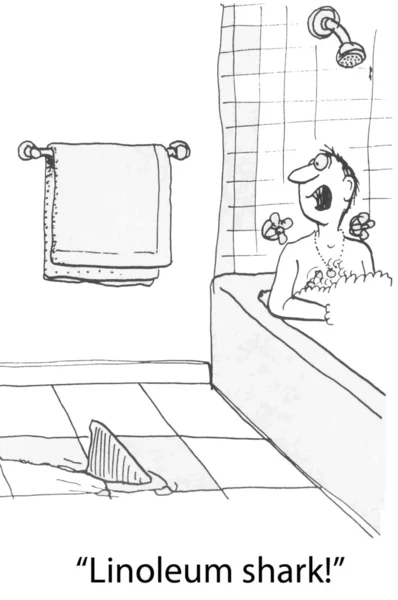 Cartoon illustration. Shark in the bathroom — Zdjęcie stockowe