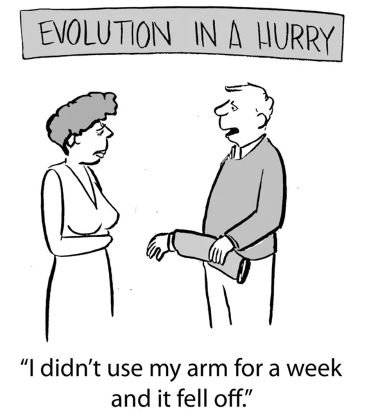 Evolution is in a hurry and husband says to wife — Stock Photo, Image