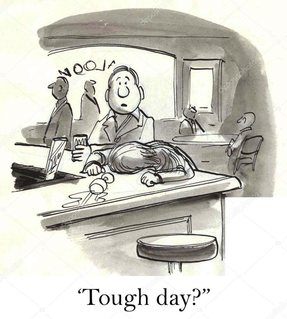 Cartoon illustration. А woman has a rough day