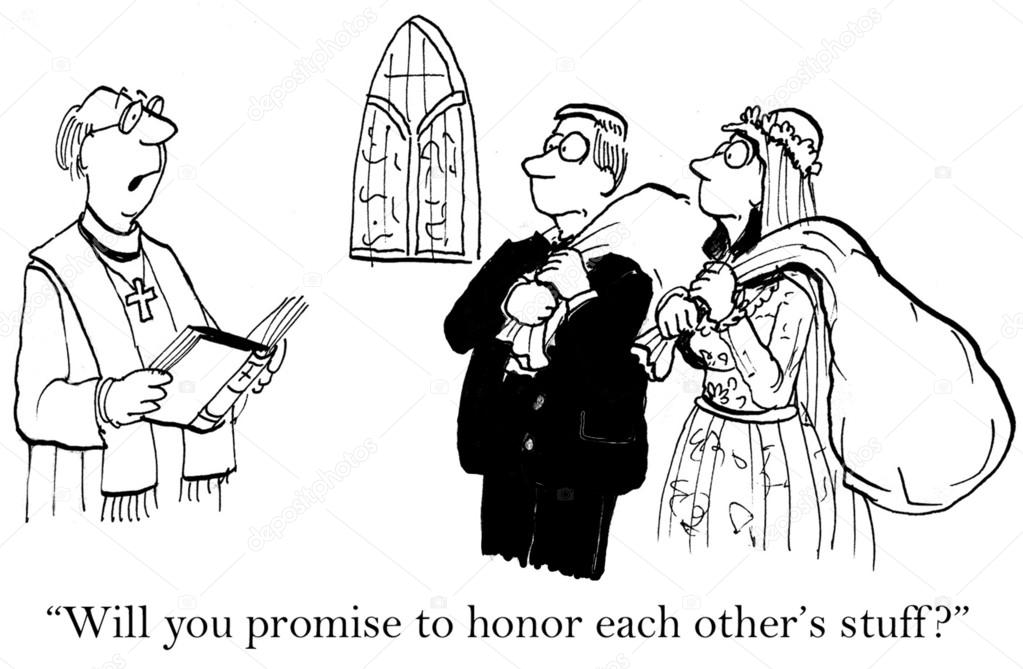 Cartoon illustration. Wedding Ceremony