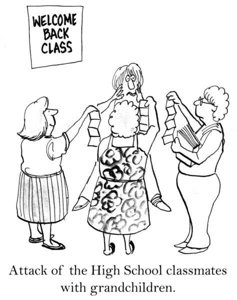 Frauen prahlen mit Fotos. Cartoon-Illustration — Stockfoto