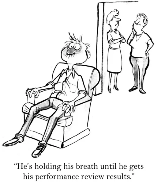 Man held his breath. Cartoon illustration