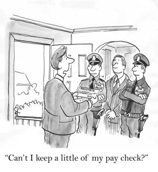 Police officers seize property. Cartoon illustration — Stock Photo, Image