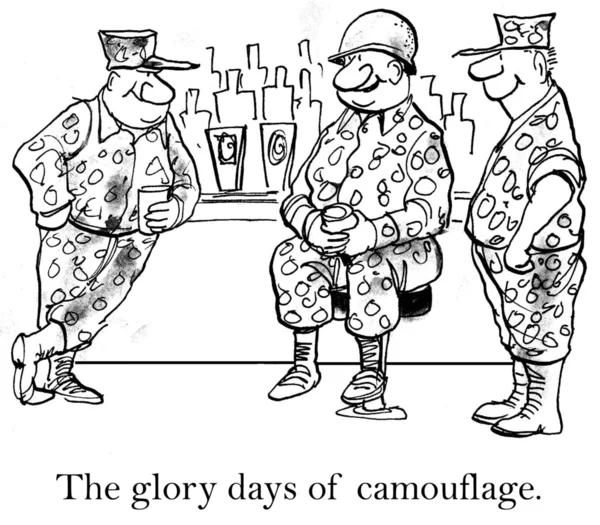 卡通插图。军事服装在酒吧 — 图库照片