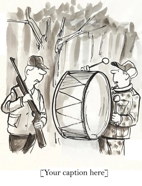 Desenhos animados ilustração. Caçador tambor — Fotografia de Stock