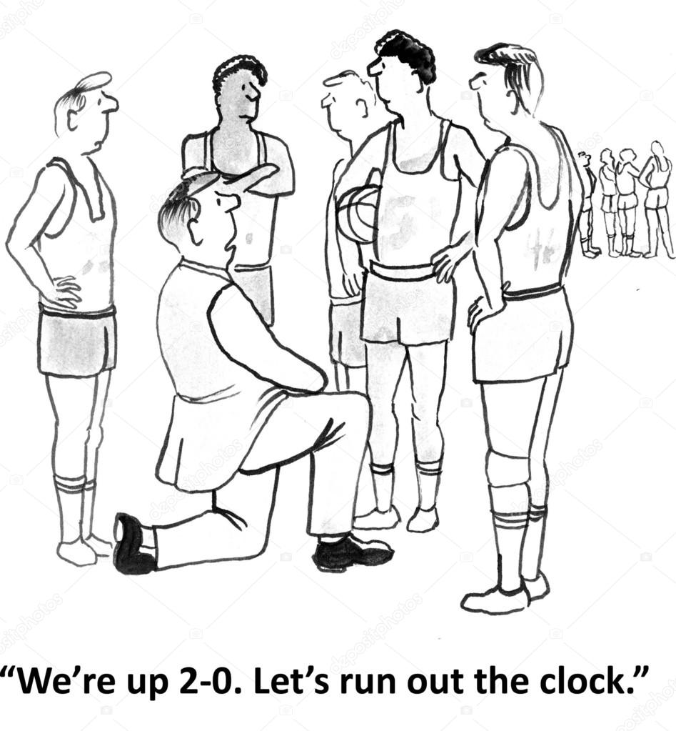 Coach took a timeout in the game. Cartoon illustration