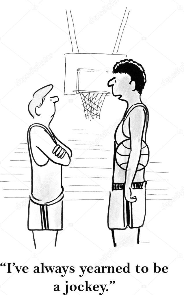 Cartoon illustration. Two basketball players on the court