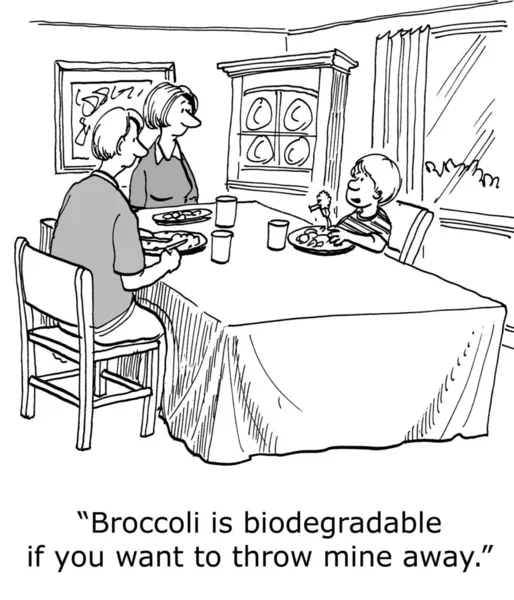 Syn se vypráví o brokolici — Stock fotografie