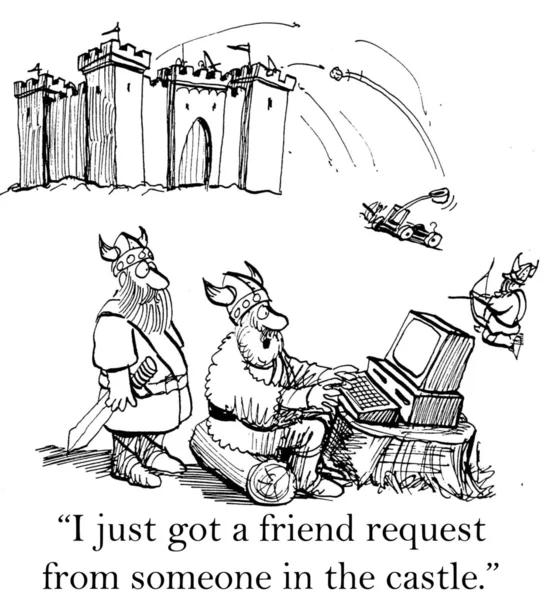A Viking is surprised by a friend request — Stock Photo, Image