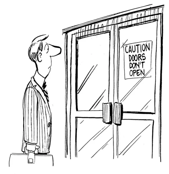 Caution doors don't open for applicants — 图库照片