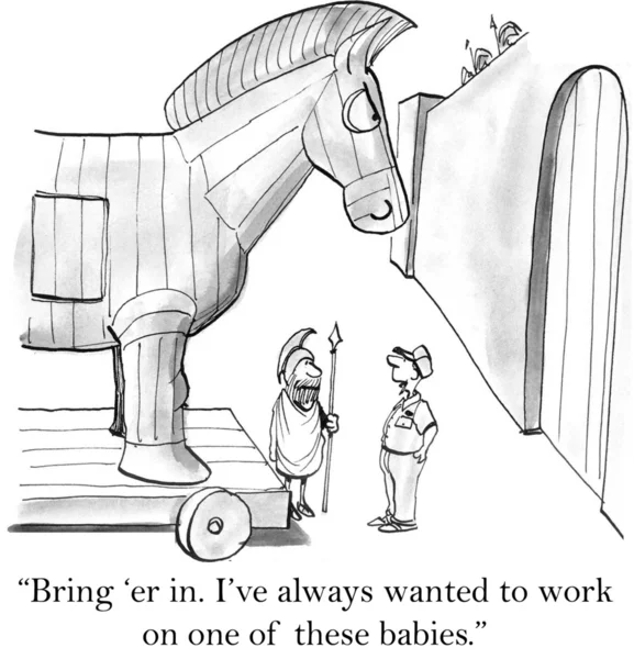 El hombre siempre quiso trabajar a caballo. — Foto de Stock