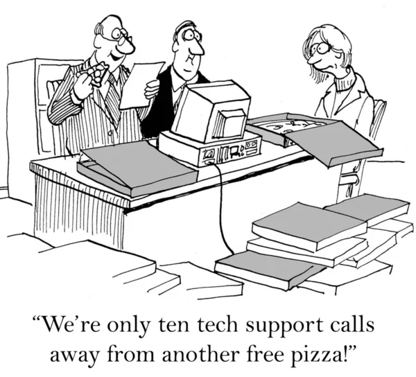 Computer tech support gratis pizza — Stok fotoğraf