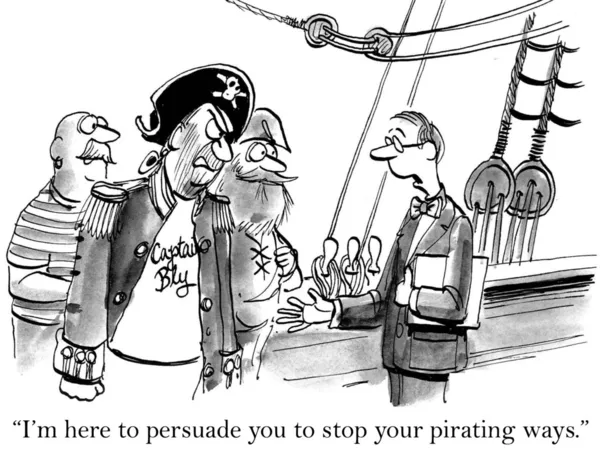 Un ejecutivo viene a detener a los piratas —  Fotos de Stock
