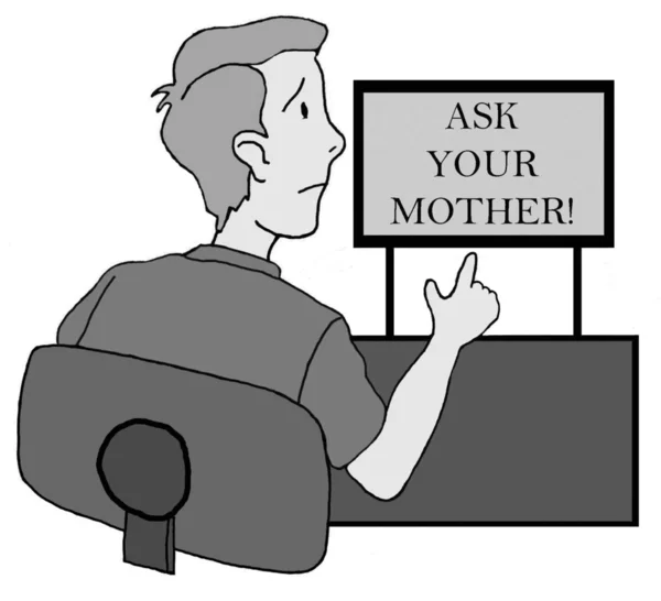 Adolescente niño debe pedir a su madre para iniciar sesión — Foto de Stock