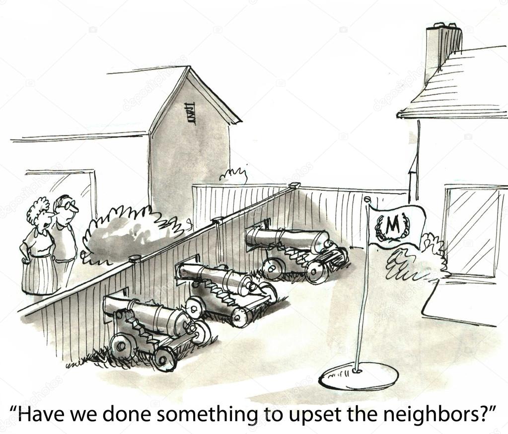Cartoon illustration Upset neighbors