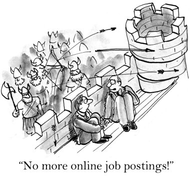 Cartoon illustration - No more online job postings! clipart