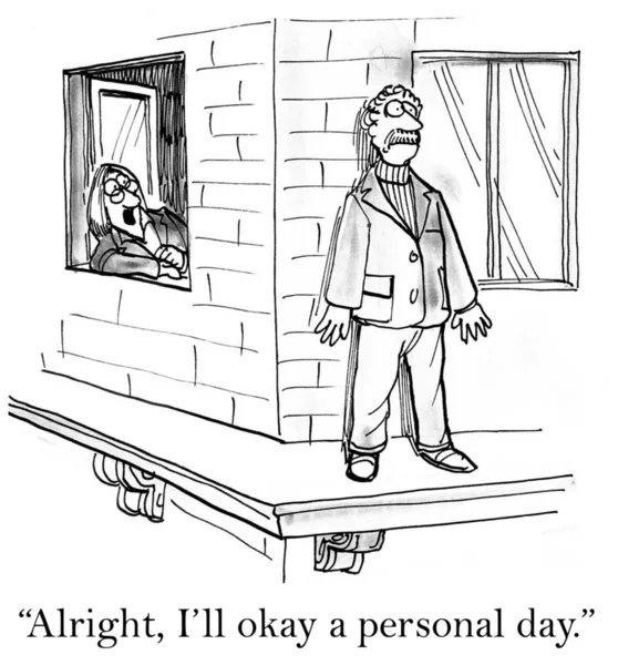 Cartoon illustration - boss will okay personal day — Stock Photo, Image