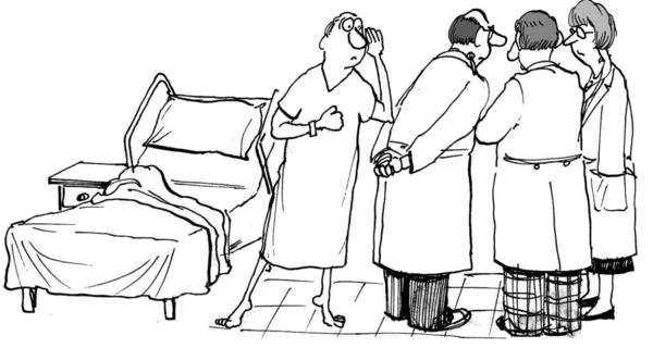 Cartoon illustration - Patient listen doctor — Stock Photo, Image