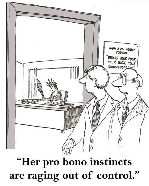 Cartoon illustration - Pro bono instincts — Stock Photo, Image