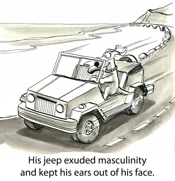 Ilustración de dibujos animados - Jeep masculino — Foto de Stock